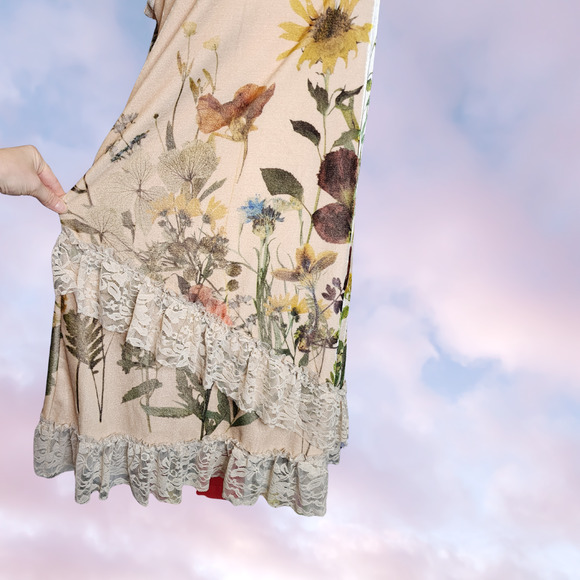 Vtg Vocal Two Piece Cardigan Dress Velvet Floral Flower Lace Layer Cottage Set - Picture 4 of 7